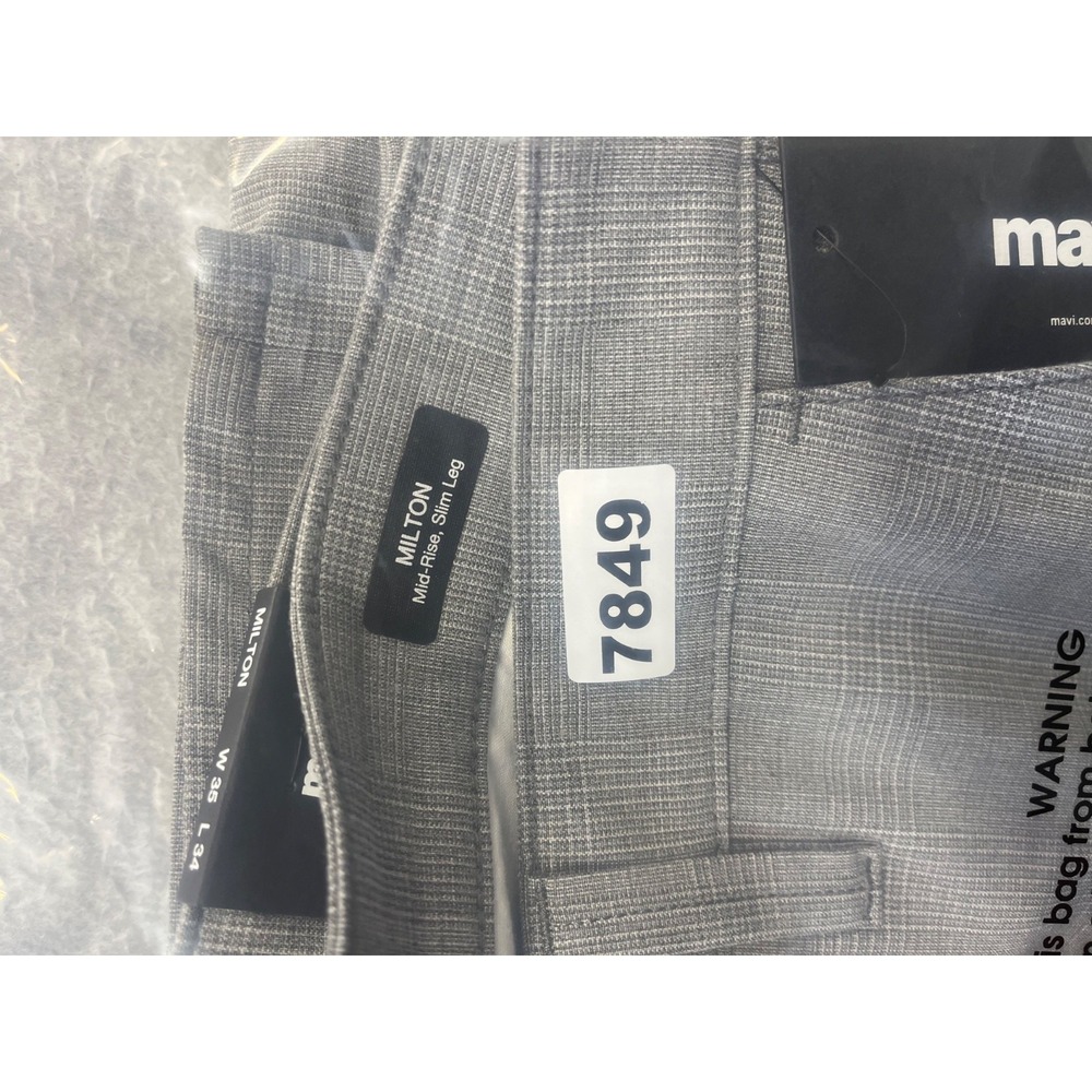 Mavi Milton Pants Mens 35x34 Grey Checked Mid Rise Slim Fit Straight Stretch - Picture 13 of 13